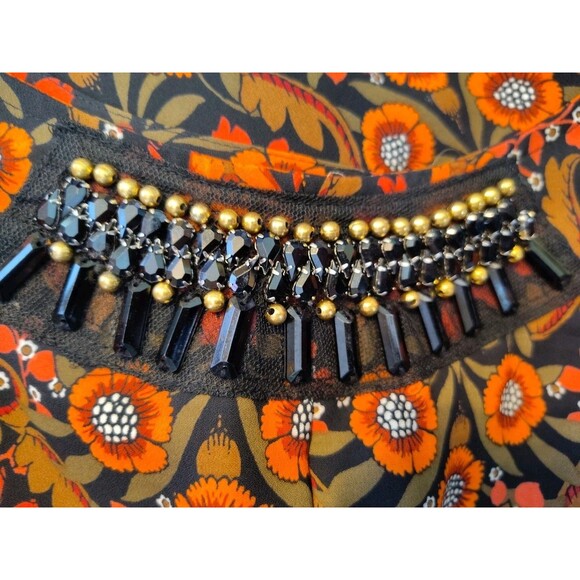 Relativity VTG Floral Tunic 3/4 Double Ruffled Sleeves Bead Work Size XL - Picture 5 of 11